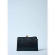 The Row Clutch i naturligt kornläder med logotyp Black, Dam