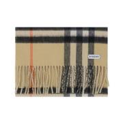 Burberry Ikonisk Check Cashmere Scarf med Fransade Kanter Multicolor, ...