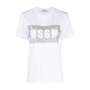 Msgm Bomull T-shirt med unik design White, Dam