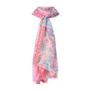 Codello Vintage Sidenscarf med Fransar Multicolor, Dam