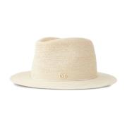 Maison Michel Beige Fedora Scarf med Ivory Rope Beige, Dam