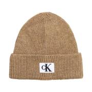 Calvin Klein Broderad logotyp stickad mössa Brown, Herr