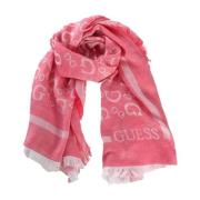 Guess Monogram Logo Halsduk - Rosmönster Pink, Dam