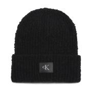 Calvin Klein Svart Logotyp Patch Ull Mössa Black, Dam