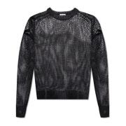 Jil Sander Sidensweater med dekorativ stickning Black, Herr