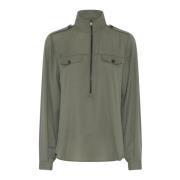 Bruuns Bazaar Utility-inspirerad blus med dragkedja fram Green, Dam