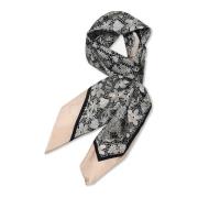 Gustav Tryckt Sidenscarf Svart/Sand Black, Dam