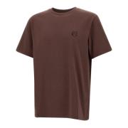 Maison Kitsuné Brun Bomull T-shirt med Fox Logo Brown, Herr