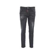 Dsquared2 Svarta Slim Fit Jeans Med Distressed Look Black, Dam