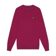 Lyle & Scott Merino Crew Neck Jumper Burgundy Red, Herr