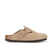 Birkenstock Beige Mocka Mule med Justerbar Rem Beige, Herr