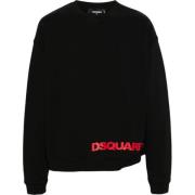 Dsquared2 Svart Logo Print Sweatshirt Black, Herr