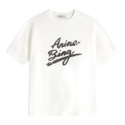 Anine Bing Retro-inspirerad Ivory Tee med Grafik White, Dam