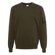 C.p. Company Grön Crewneck Sweatshirt med Linsficka Green, Herr