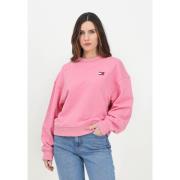 Tommy Jeans Rosa Crewneck Tröja Modern Passform Pink, Dam