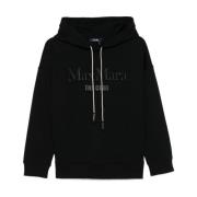 Max Mara Svart Huvtröja med Broderad Logotyp Black, Dam