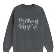 Anine Bing Hjärtgrafisk Sweatshirt Gray, Dam