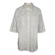 P.a.r.o.s.h. Vit Broderad Blus White, Dam