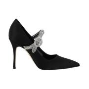 Manolo Blahnik Kristalldekorerade Sidenpumps med Stilettklack Black, D...