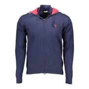 U.s. Polo Assn. Bl Cotton Cashmere Hoodie Kofta Blue, Herr