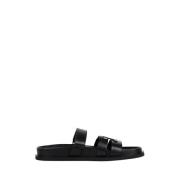 Tory Burch Sporty Ines Läder Sandal Slider Black, Dam