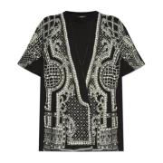 Balmain Oversize t-shirt med tryck Black, Dam