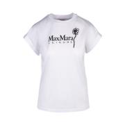 Max Mara Logo Print Rund Hals T-shirt White, Dam