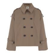 By Malene Birger Beige Stretch Cotton Trench Coat Beige, Dam