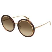 Alexander McQueen Guld Solglasögon Am0150S 003 Stil Brown, Dam