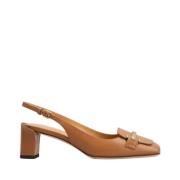 Tod's Brun läder slingback pumps med geometrisk klack Brown, Dam