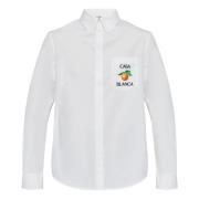 Casablanca Vit Oxford Skjorta med Orange Logotyp White, Herr