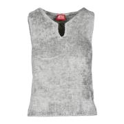 Diesel Stilren Stickad Topp med Rayon-Nylon Gray, Dam