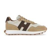 Hogan Suede Panel Lace-Up Sneakers Brown Brown, Herr