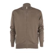 Cashmere Company Lättvikts Zip Pullover för män Brown, Herr