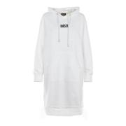 Diesel Eco huva sweatshirt klänning White, Dam