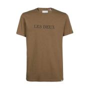 Les Deux Räfflad bomull T-shirt Beige, Herr