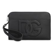 Dolce & Gabbana Kornigt Hjortläder Pouch Black, Herr