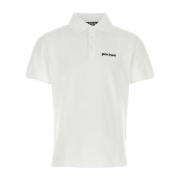 Palm Angels Vit Piquet Polo Shirt - Klassisk Stil White, Herr