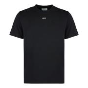 Off White Broderad Bomull Crew-neck T-shirt Black, Herr