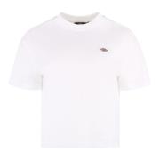 Dickies Bomull Crew-Neck T-shirt, Ribbad Halsringning White, Dam