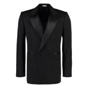 Alexander McQueen Ullblazer med Satinrevers Black, Herr