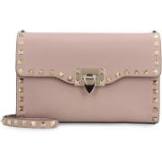 Valentino Rockstud Piccola Läder crossbody väska Pink, Dam