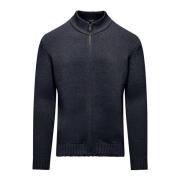 BomBoogie Herr High-necked Cardigan med Dragkedja Blue, Herr