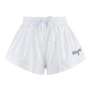 Msgm Bomullsshorts med dragsko i midjan White, Dam