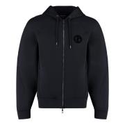 Giorgio Armani Velvet Print Zip Hoodie Blue, Herr