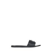 Givenchy Svarta Sliders med Fyrkantig Tå Black, Dam