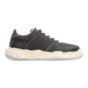 Mihara Yasuhiro Läder lågtop sneakers med vintageeffekt Black, Herr