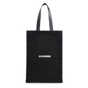 Jil Sander Läder Canvas Toteväska Black, Dam