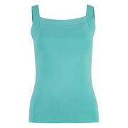 P.a.r.o.s.h. Räfflad Viskos Tanktop Blue, Dam