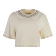 Paco Rabanne Broderad crew-neck T-shirt Beige, Dam